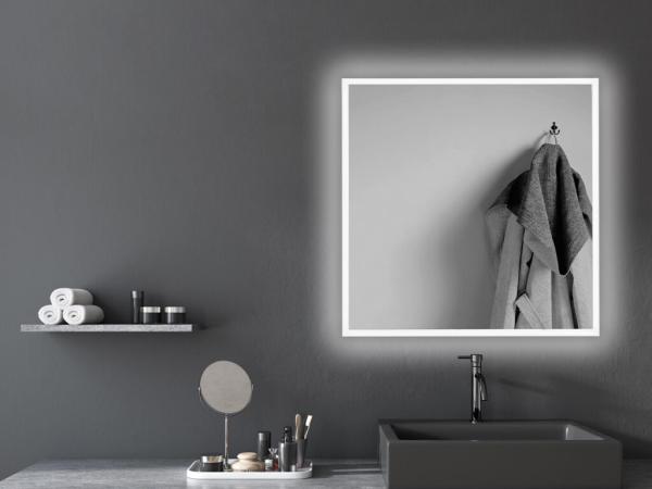Lotosan ERIA SQUARE, hranaté štvorcové zrkadlo s LED osvetlením, biele