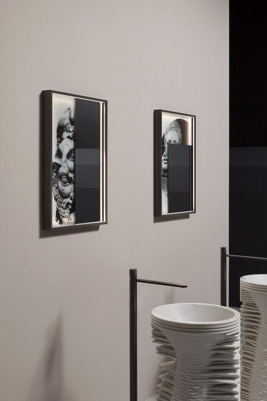 Antonio Lupi COLLAGE, zrkadlo s potlačou s LED osvetlením, 75X54 cm,  COLLAGE354W