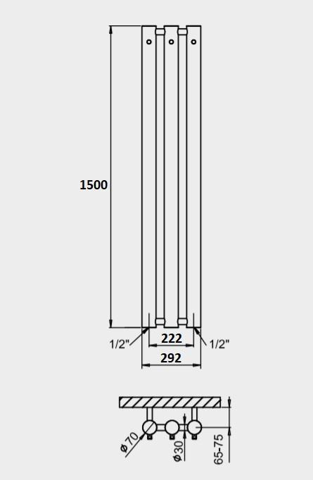 P.M.H. ROSENDAL MASSIVE radiátor biely 292x1500mm