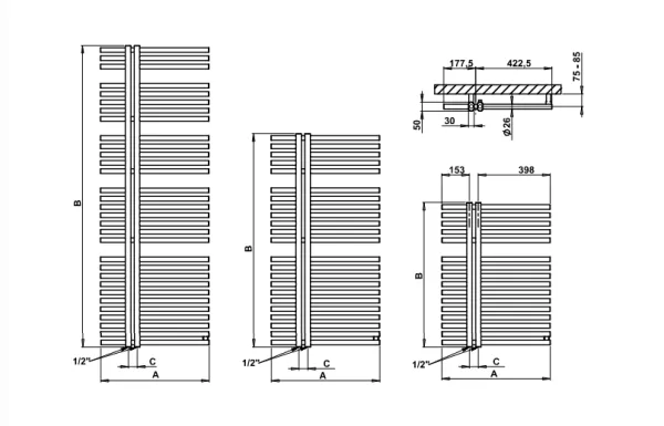 P.M.H. KRONOS radiátor béžová 600x1200cm