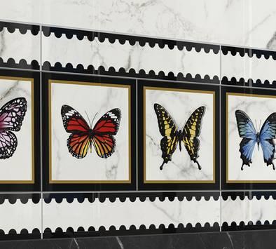 Villeroy & Boch VIKTORIAN dekor motýľ v ráme 20x20cm 10mm leštená