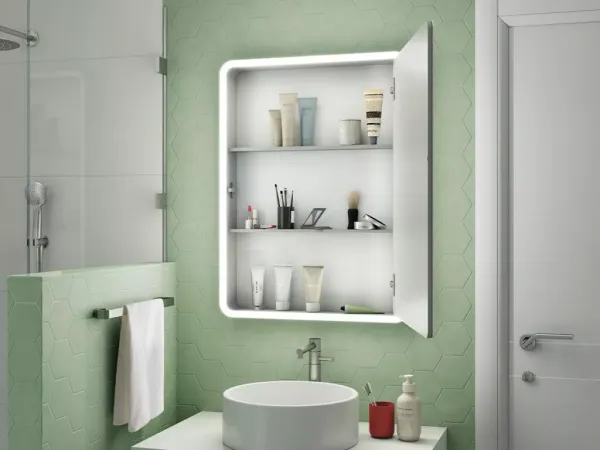 LOTOSAN ARCA, zrkadlová skrinka, biela, 60X70X11 cm, LN335CI