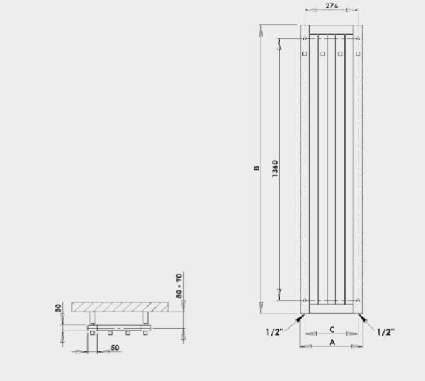 P.M.H. DARIUS radiátor s vešiačikmi  biely 326x1500mm