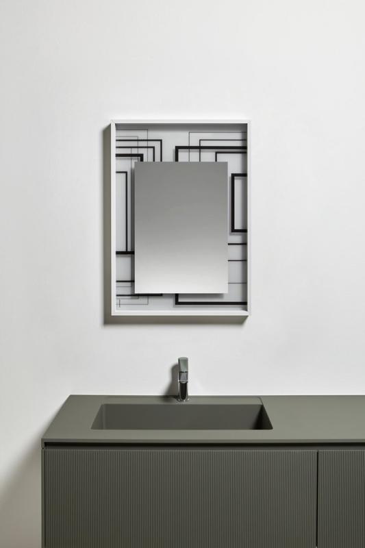 Antonio Lupi COLLAGE WHITE, zrkadlo s potlačou s troma vrstvami, 75X54 cm, WHITE307