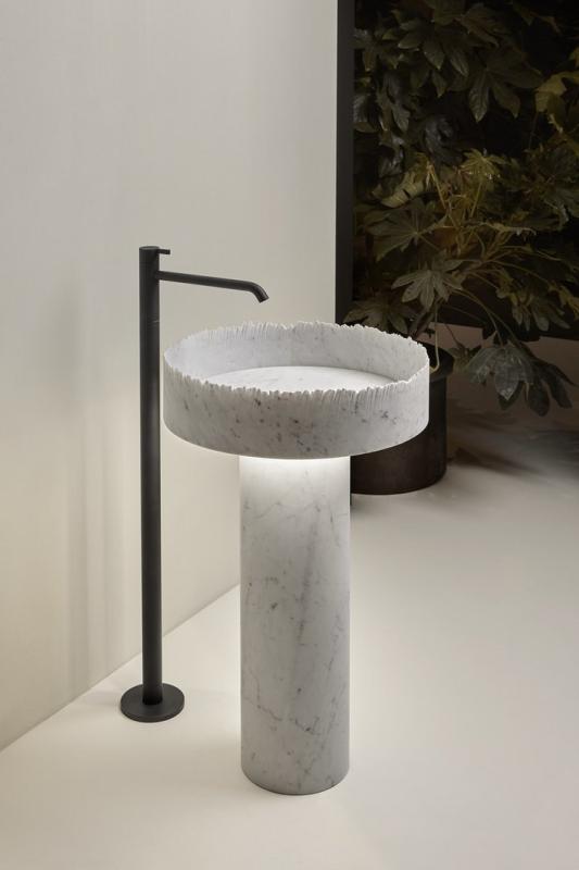 Antonio Lupi FLOW, voľne stojate kamenné umývadlo, Bianco Carrara, 85Xø47 cm