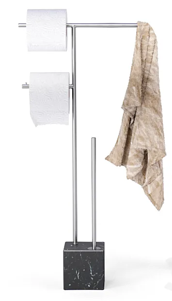 António Lupi BIVIO držiak uteráka+toaletného papiera+wc kefa Lesklý chróm, Satinovaná oceľ