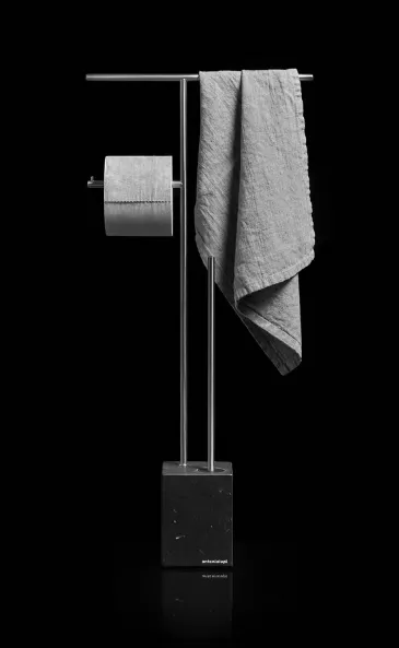 Antonio Lupi BIVIO držiak uteráka+toaletného papiera+wc kefa Lesklý chróm, Satinovaná oceľ