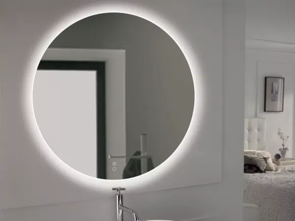 Lotosan OLIVE, okrúhle zrkadlo s LED podsvietením, bezrámové