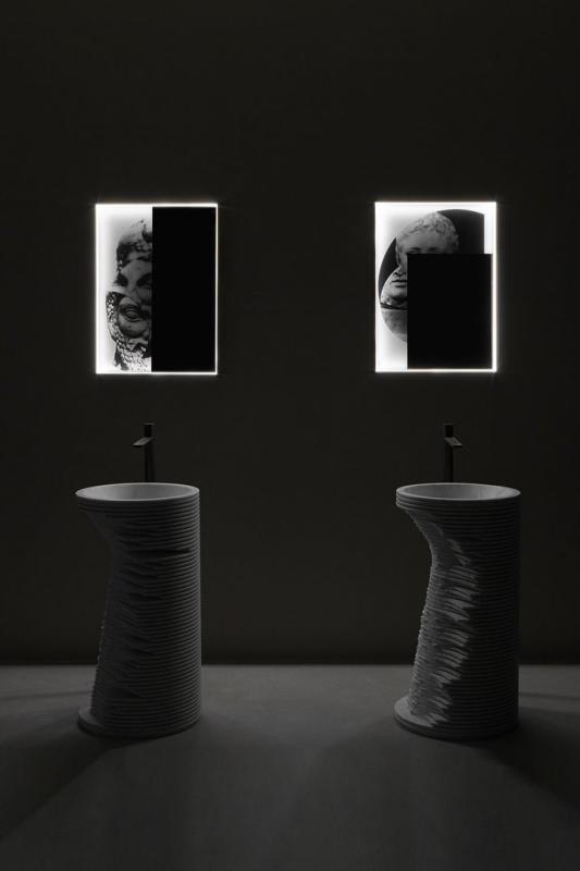 Antonio Lupi COLLAGE, zrkadlo s potlačou s LED osvetlením, 75X54 cm,  COLLAGE353W